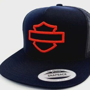 Harley Davidson Bar Shield Black Flat Bill Yupoong Hat Cap